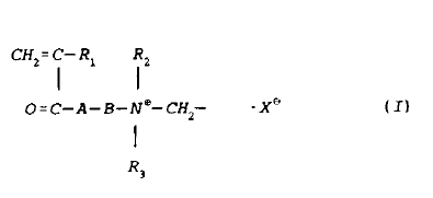 wobei R1 H oder CH3 ist; R2 und R3 jeweils eine Alkylgruppe mit 1 bis 3 Kohlenstoffatomen sind; A...