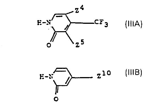 where Z4 and Z5 are independently selected from hydrogen, halogen, or trifluoromethyl provided that...