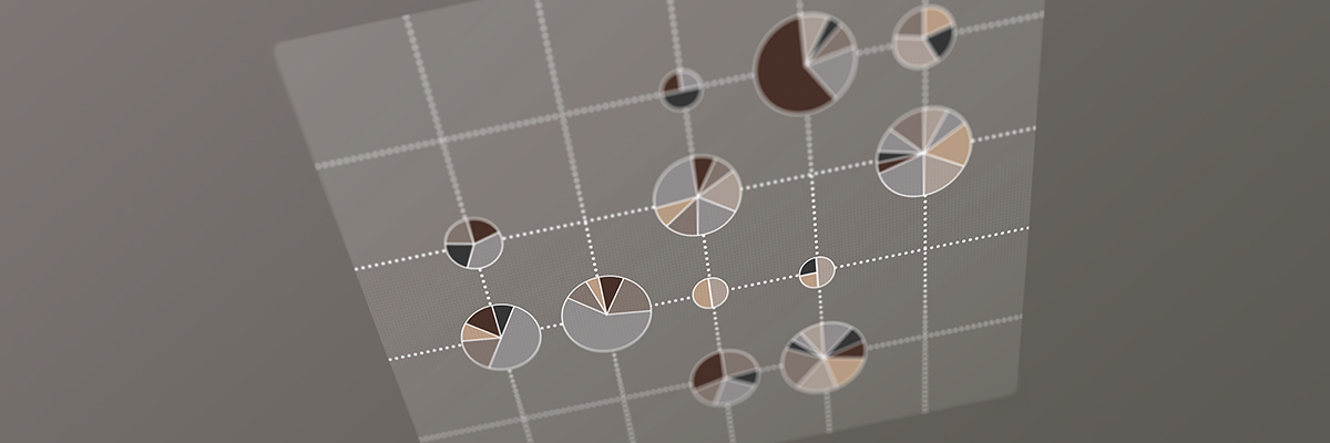 Grid with statistics on grey background