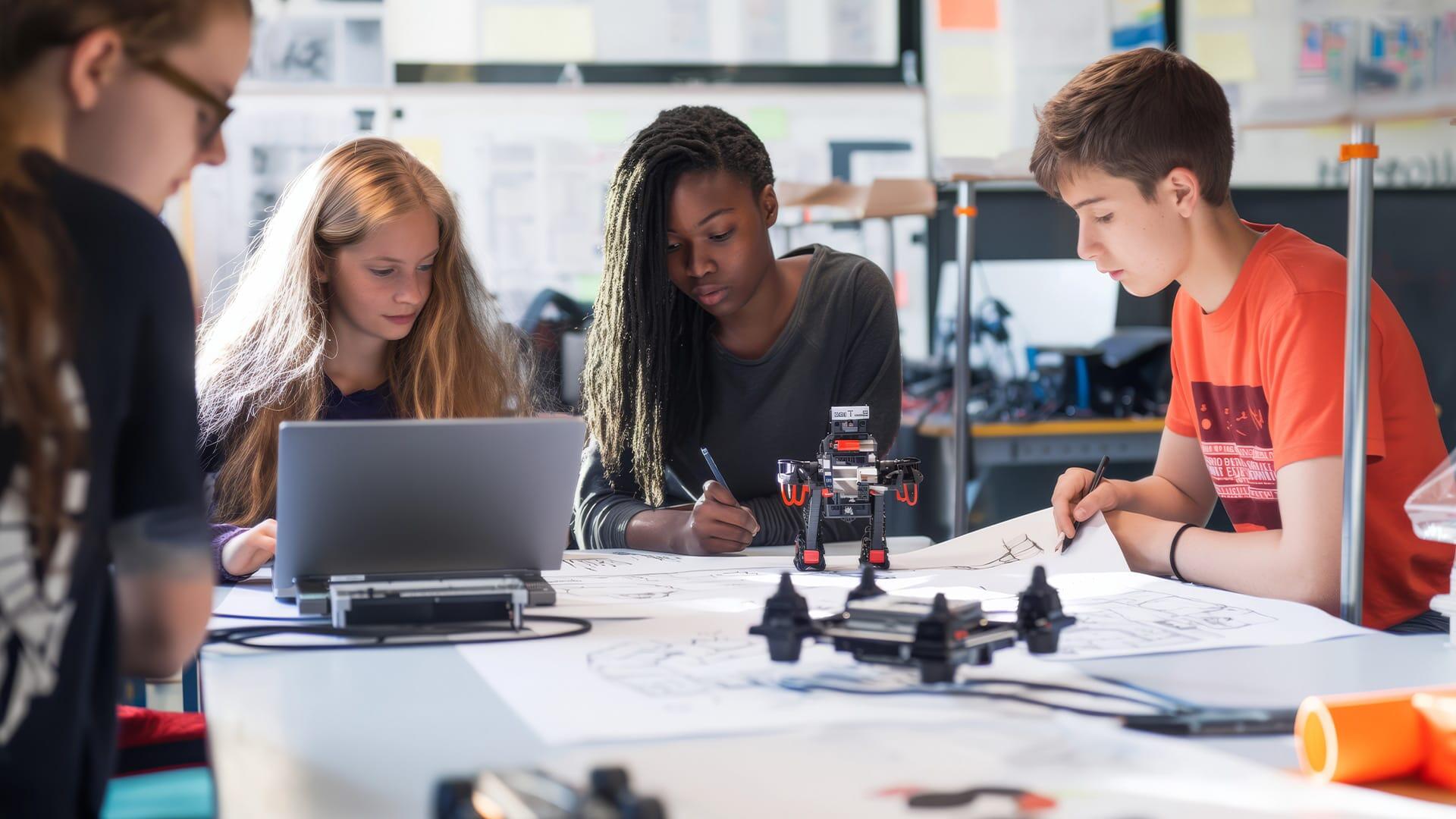 Children at the ages of 13-14 years exploring science