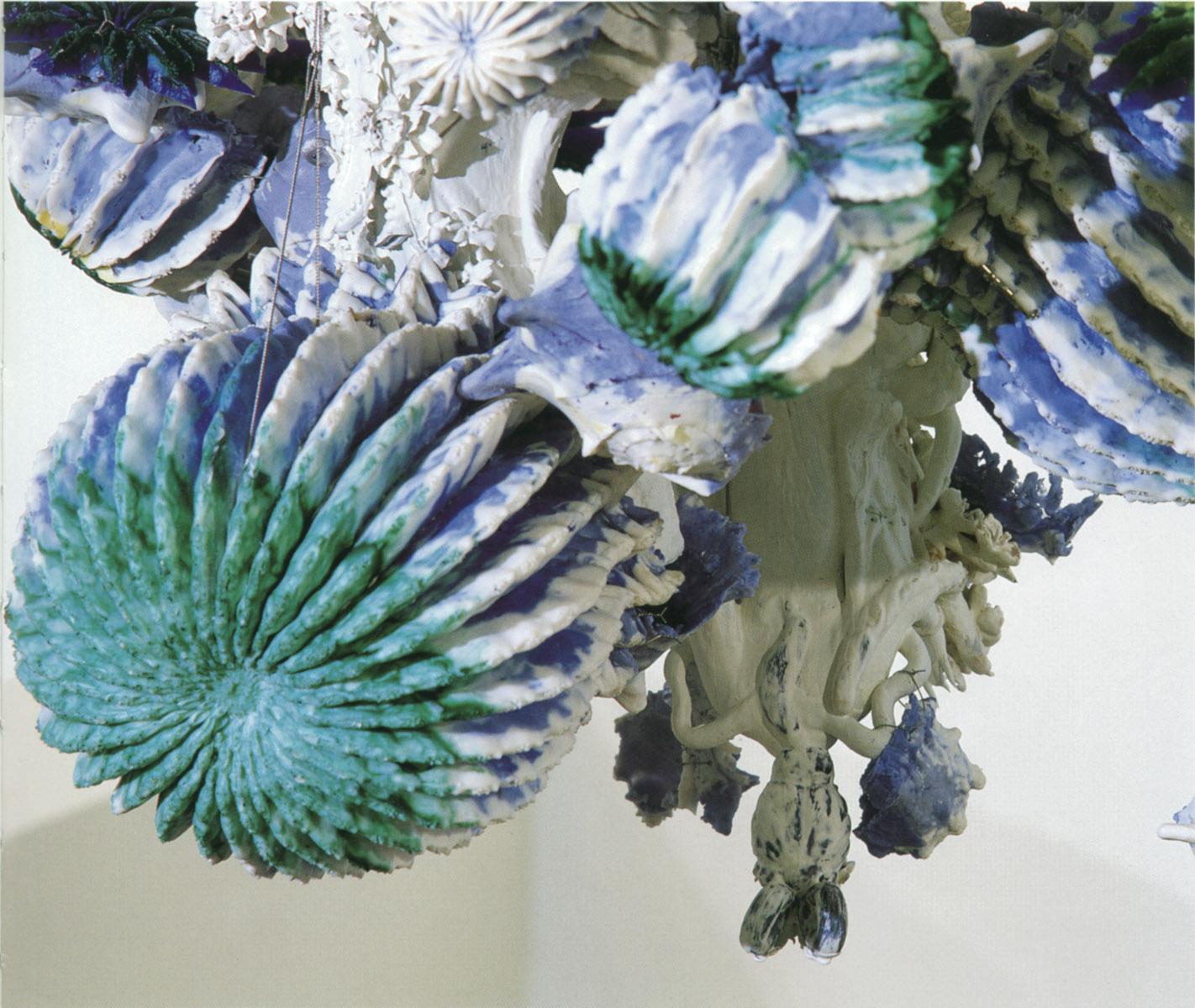 Blossoming, 2001 - 2002 Detail, 5-part installation, poured plastic with steel frame    