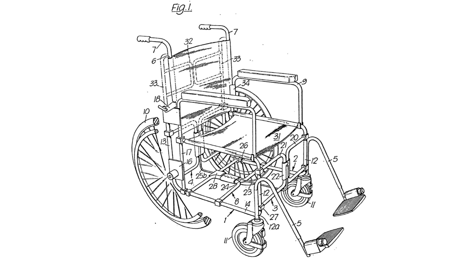 Folding wheelchair by Patrick Williams in 1978