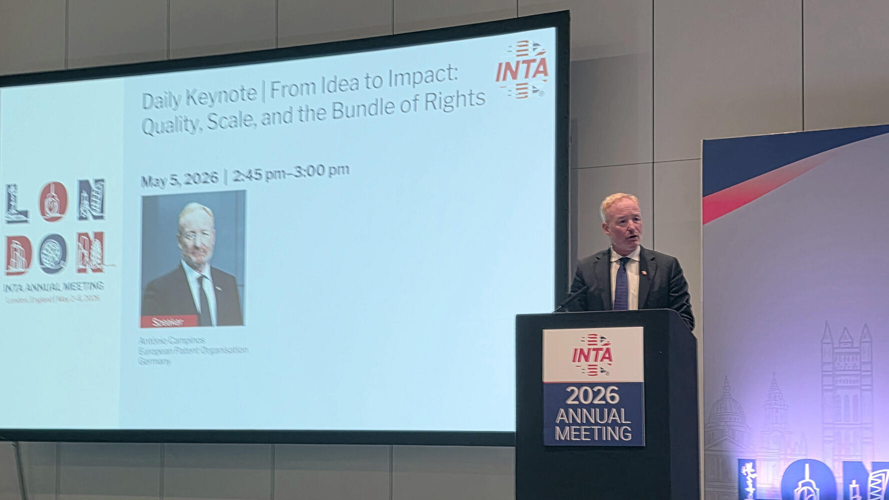 President Campinos delivering keynote at INTA annual meeting 