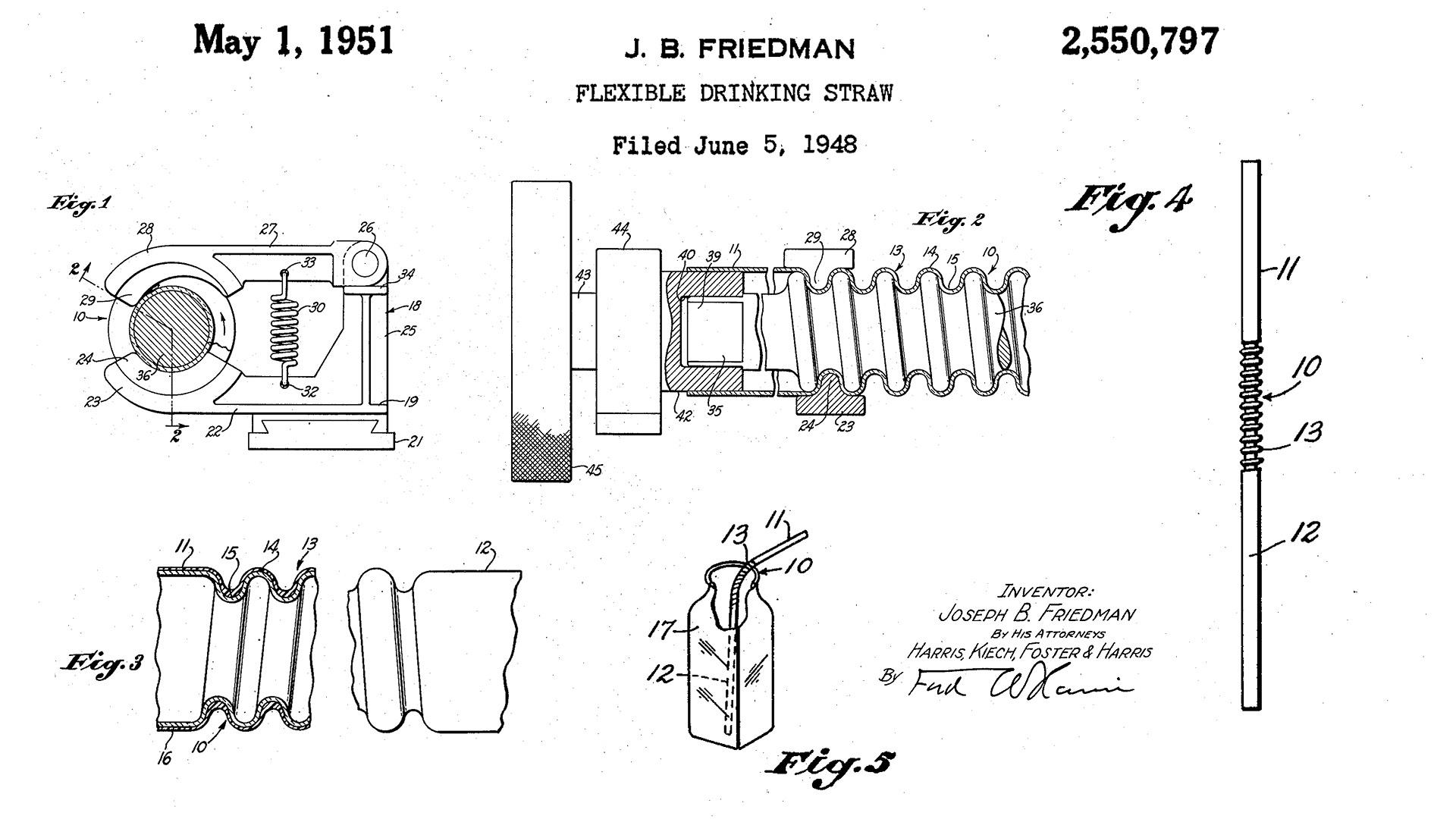 Patent document for bendy straw - (patented in 1951)