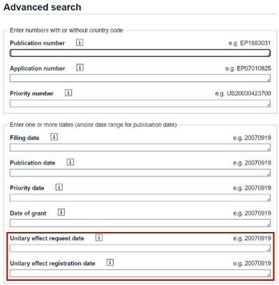 New UP-related search fields in Advanced search