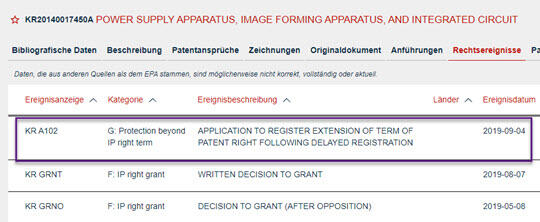 Screenshot from Espacenet