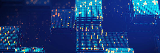 Artificial image showing blocks of data and binary code