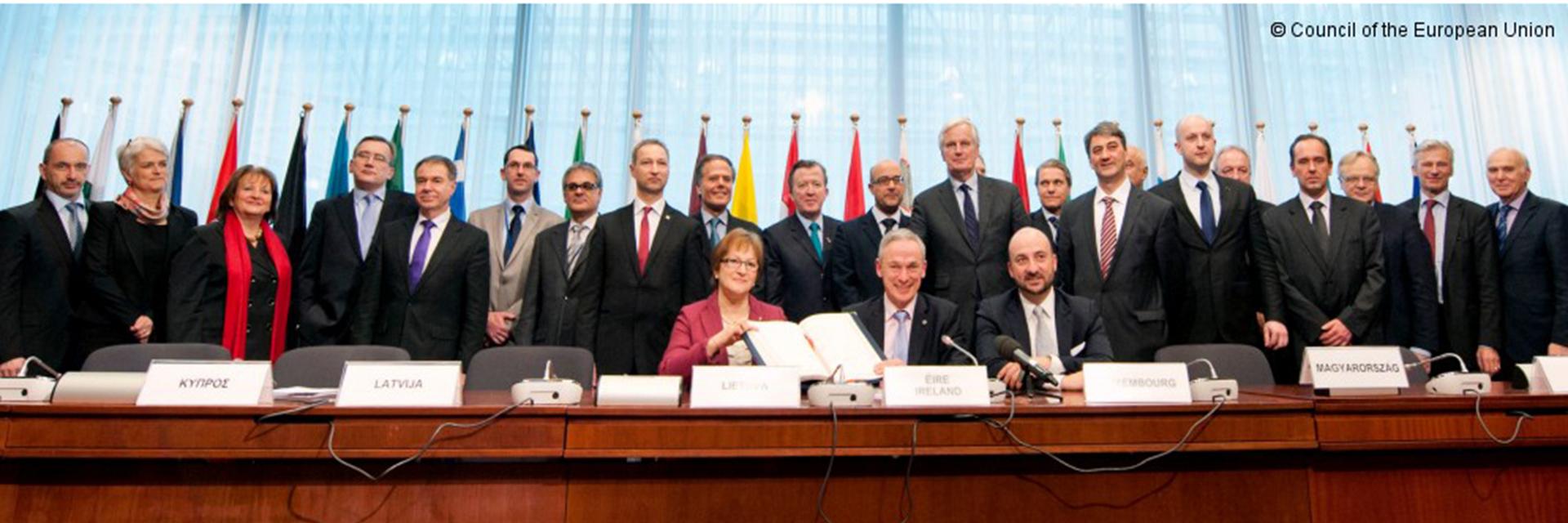 Group picture of the members of the council of the EU on the signature of the Unitary Patent
