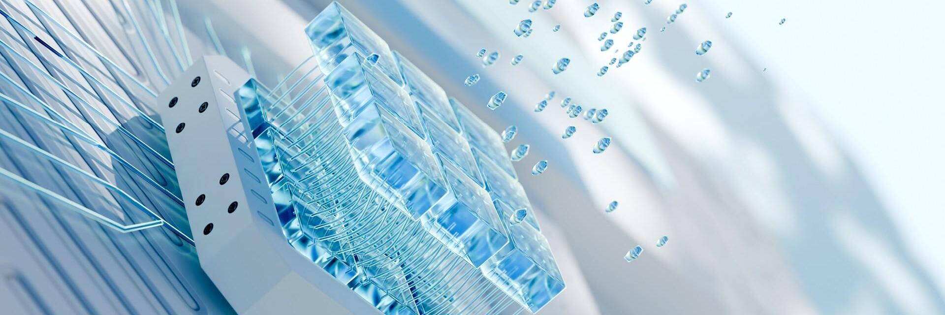 ​​Abstract image in computer chip technology, representing use of AI to ease tasks​ 