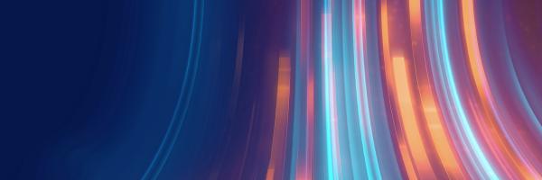Abstract curved lines in blue and orange colours 